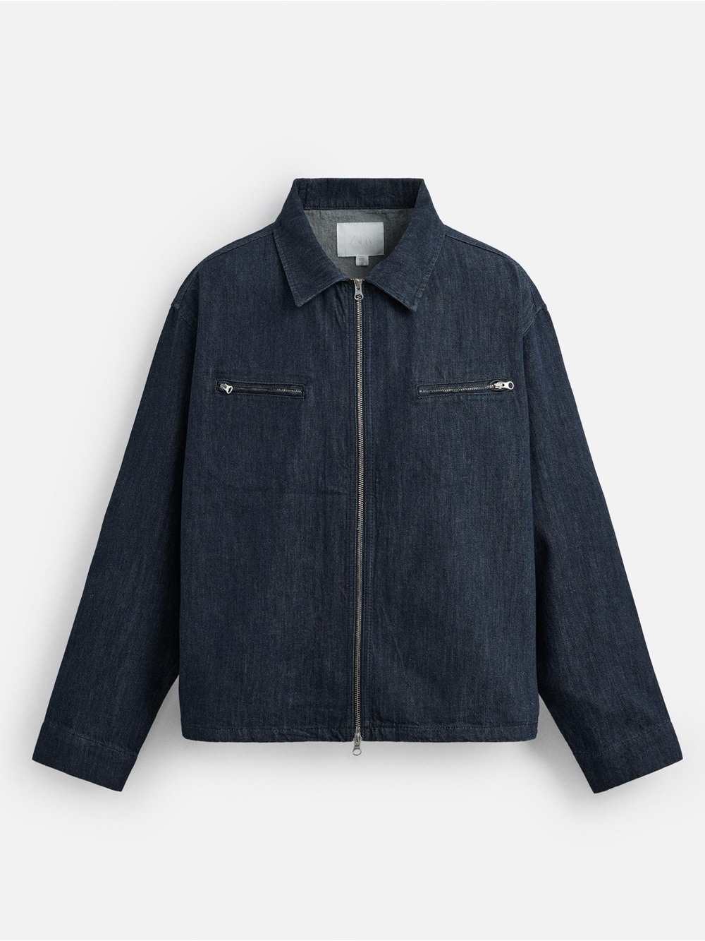 Zara Men Size L Blue Dark Wash Denim Cotton Casual Full Zip Jacket NWT - Picture 2 of 11